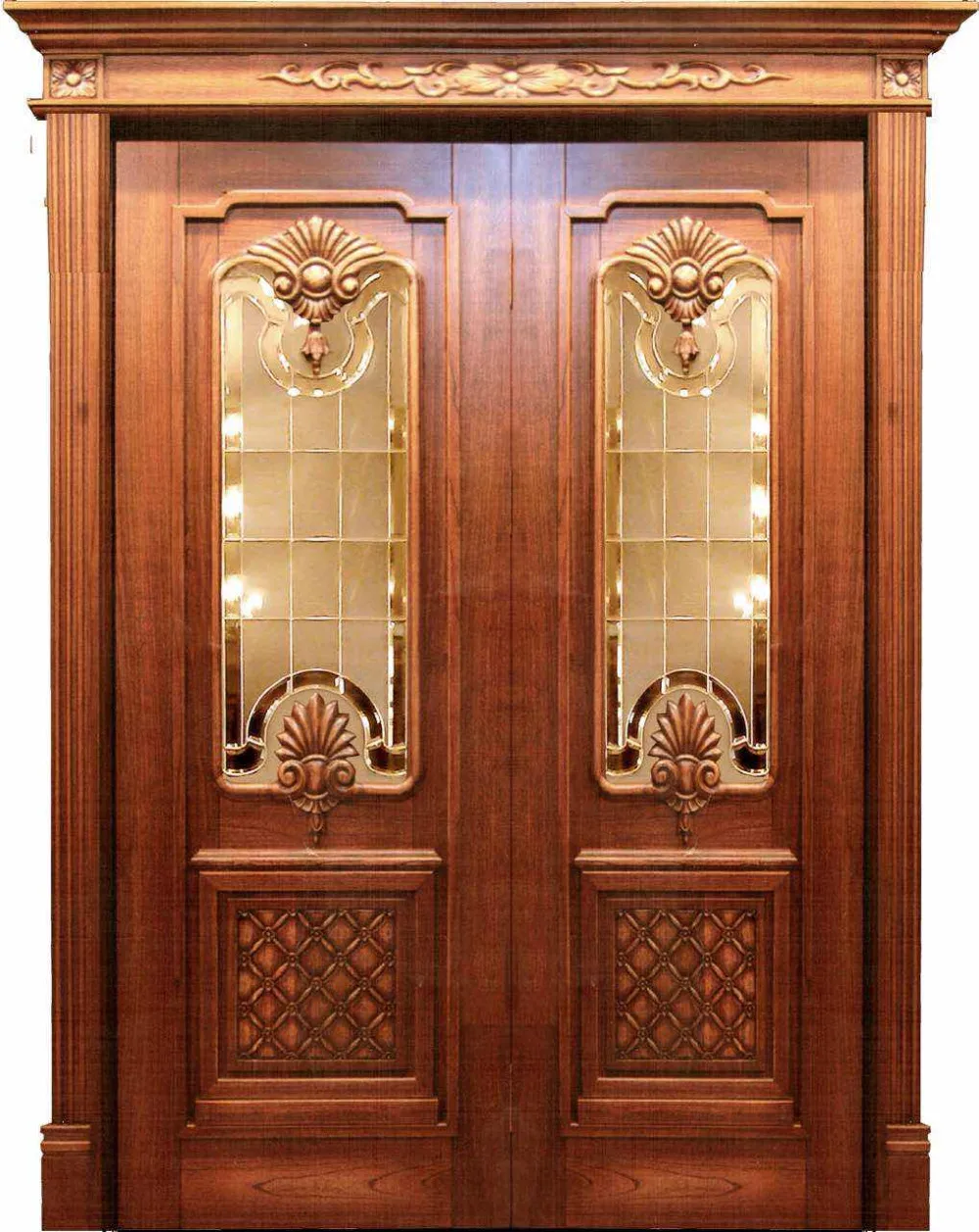Main Entrance Carved Solid Wooden Double Doors Design - Buy Double