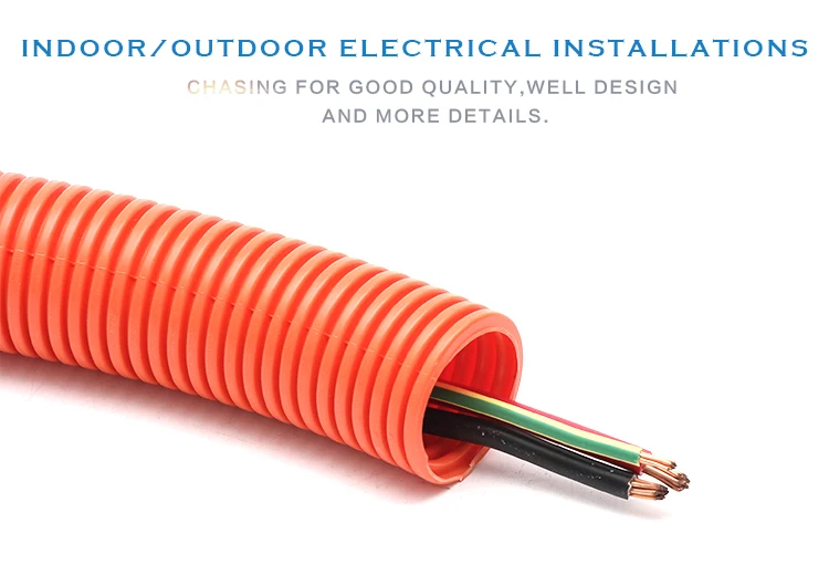 Youu Electric Fitting 20mm Corrugated Conduit Heavy Duty Orange 25meter