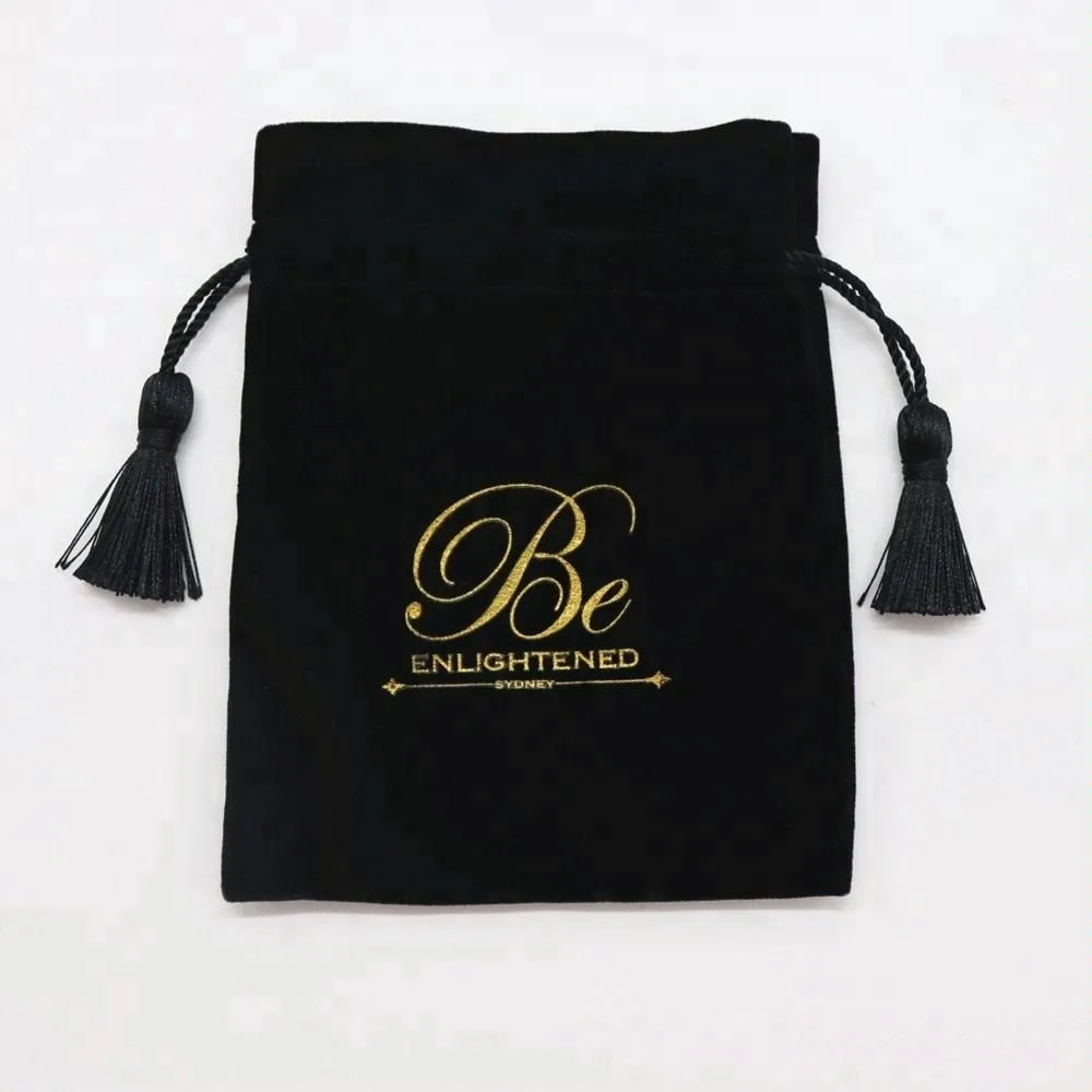 Wholesale Black Gift Drawstring Velvet Pouch Bag Custom Cosmetics ...