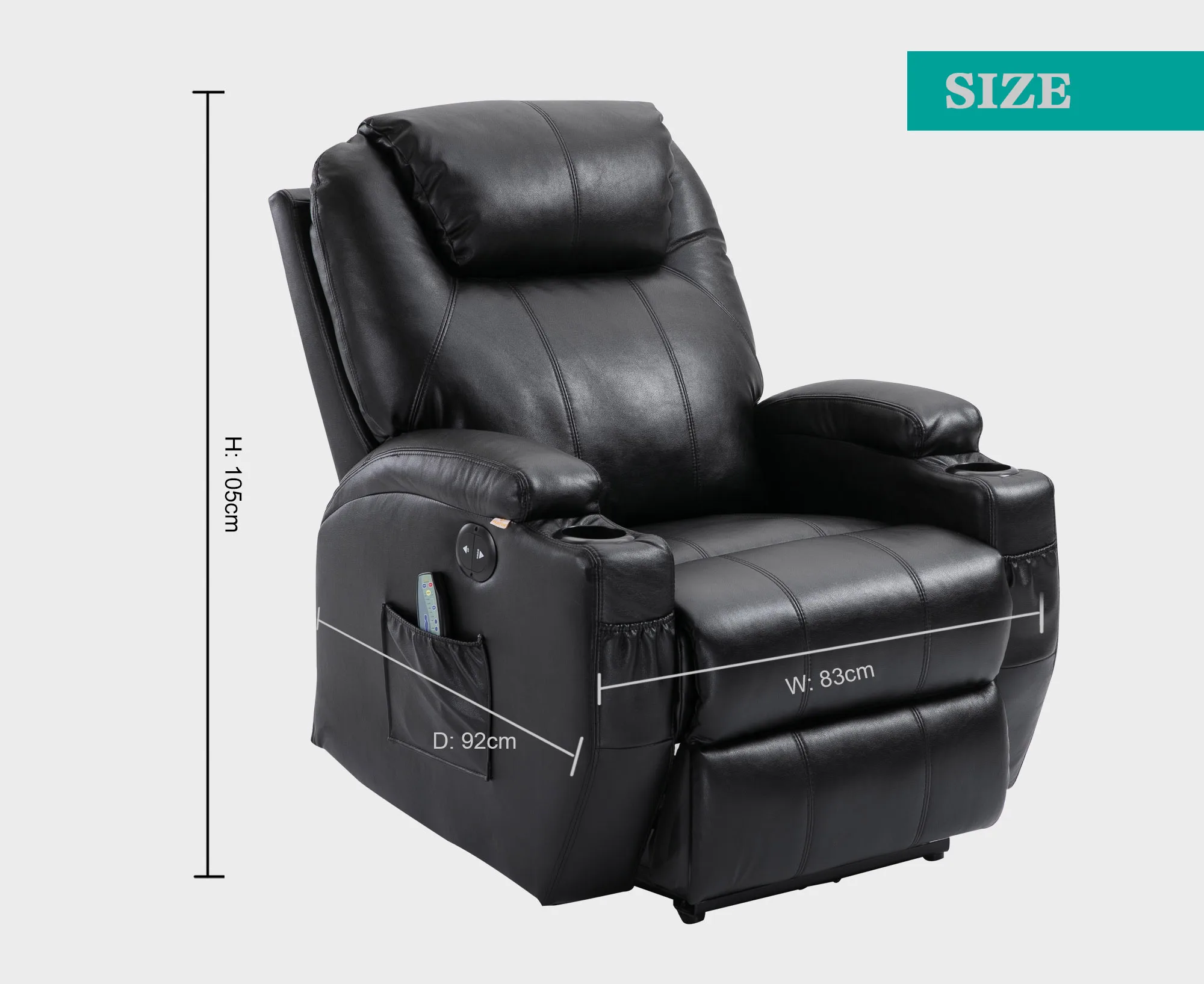 Electric Reclining Single Leather Lazyboy Recliner Sofa Chair With