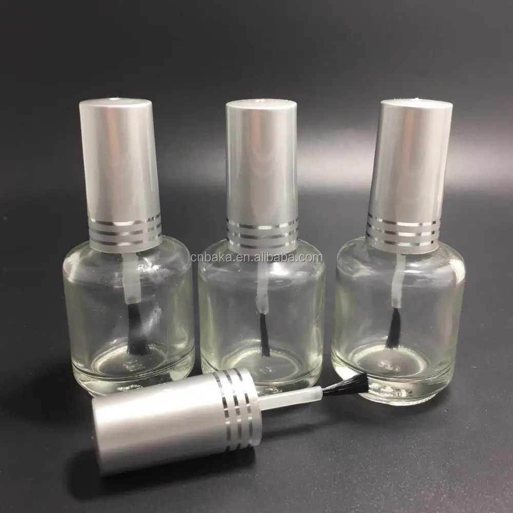 15ml Round Transparent Nail Polish Bottle With Silver Coating Cap,Empty