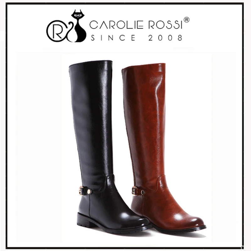 Wholesale flat heel shiny black knee high boots women 2015