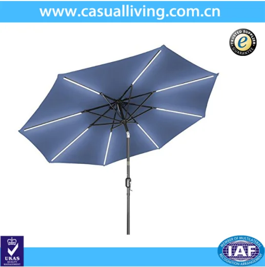 9 Solar Powered Led Strip Lighted Half Patio Garden Umbrella Blue Color Buy Solar Umbrella Fan Different Kinds Of Umbrellas Waterproof Patio Umbrellas Product On Alibaba Com