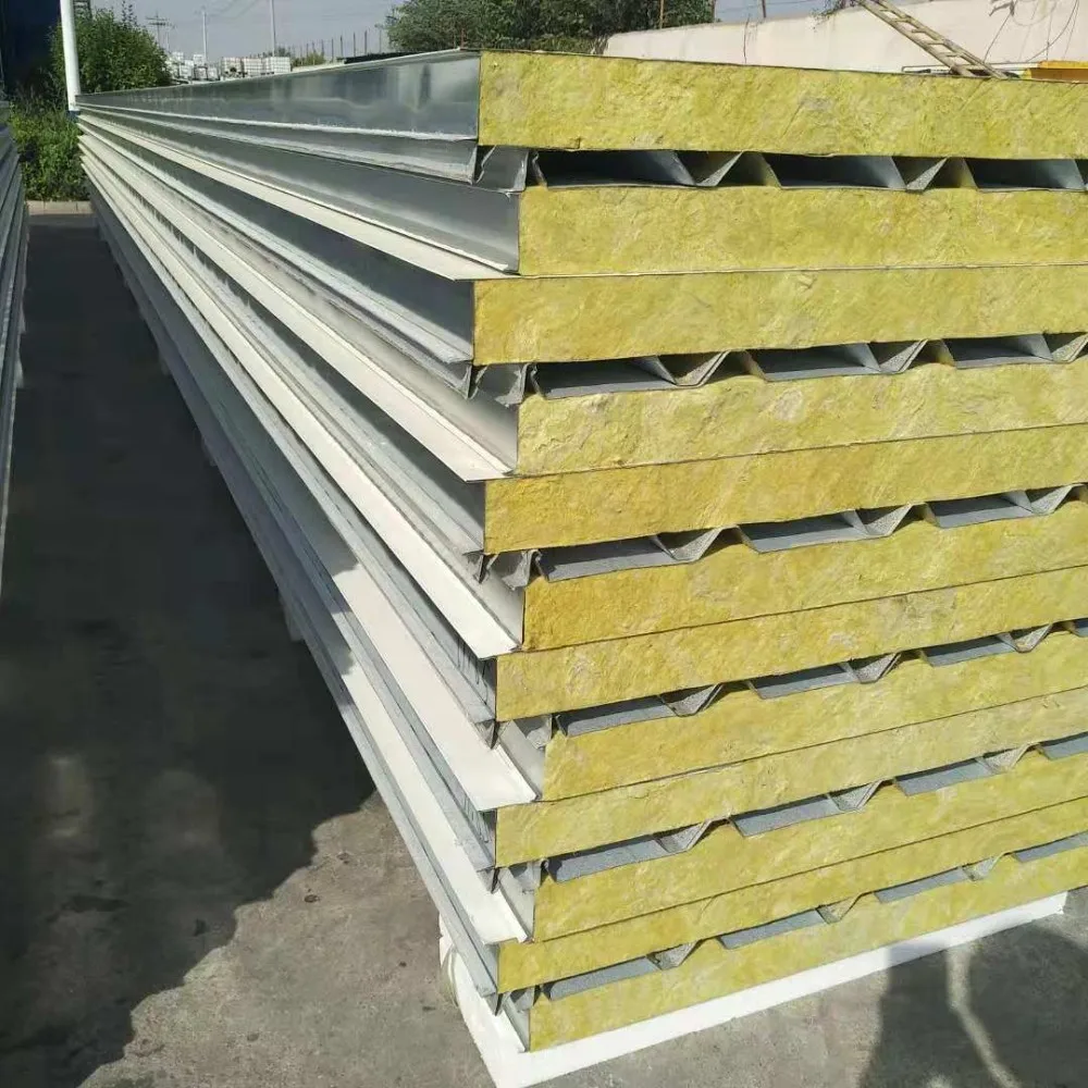 Rock Wool ฉนวนกันความร้อน 120 นาทีทนไฟบ้านสำเร็จรูปหลังคาแผงแซนวิชอาคาร