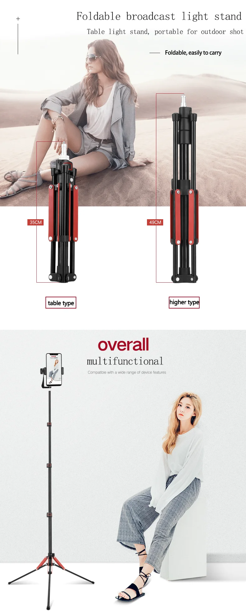 Video Light Stand 189cm Table Light Stand Tripod Qls30 Photographic