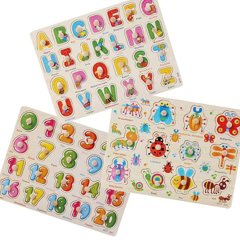 wooden puzzles with knobs for toddlers