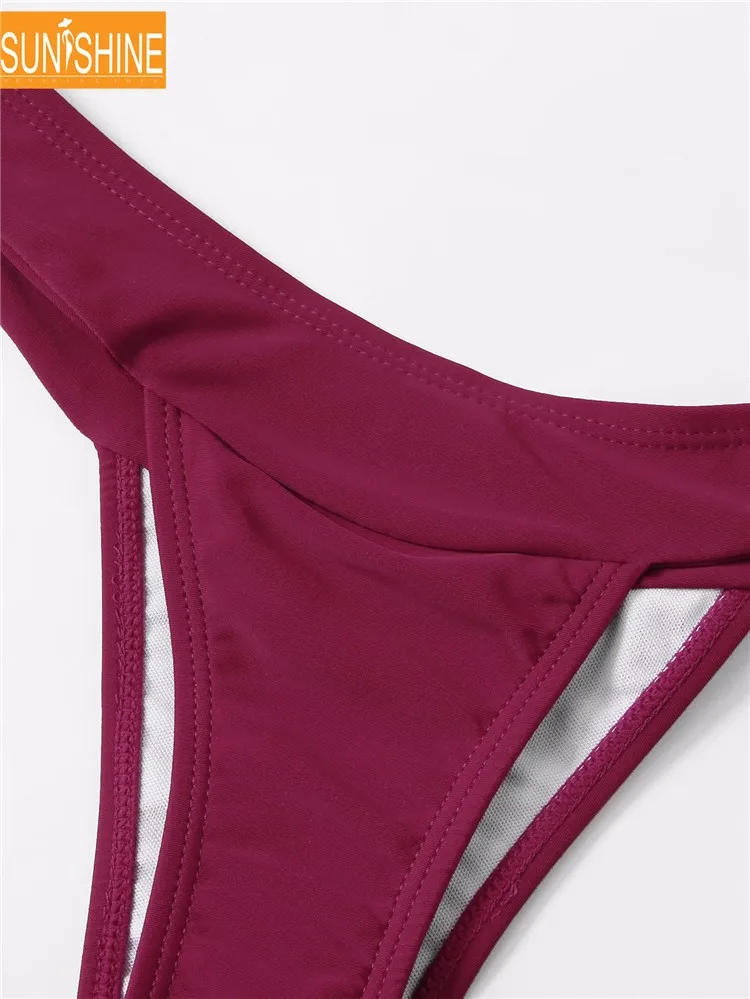 Custom Design Bikini Manufacturers Recycled Fabric High Cut Tiny Cheeky Thong Bikini 2018 Oem