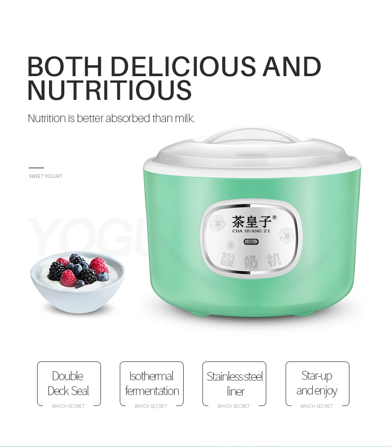 Factory Direct Sales Stainless Steel 1L 220V Automatic Yogurt Maker Machine 4 Glass Jar