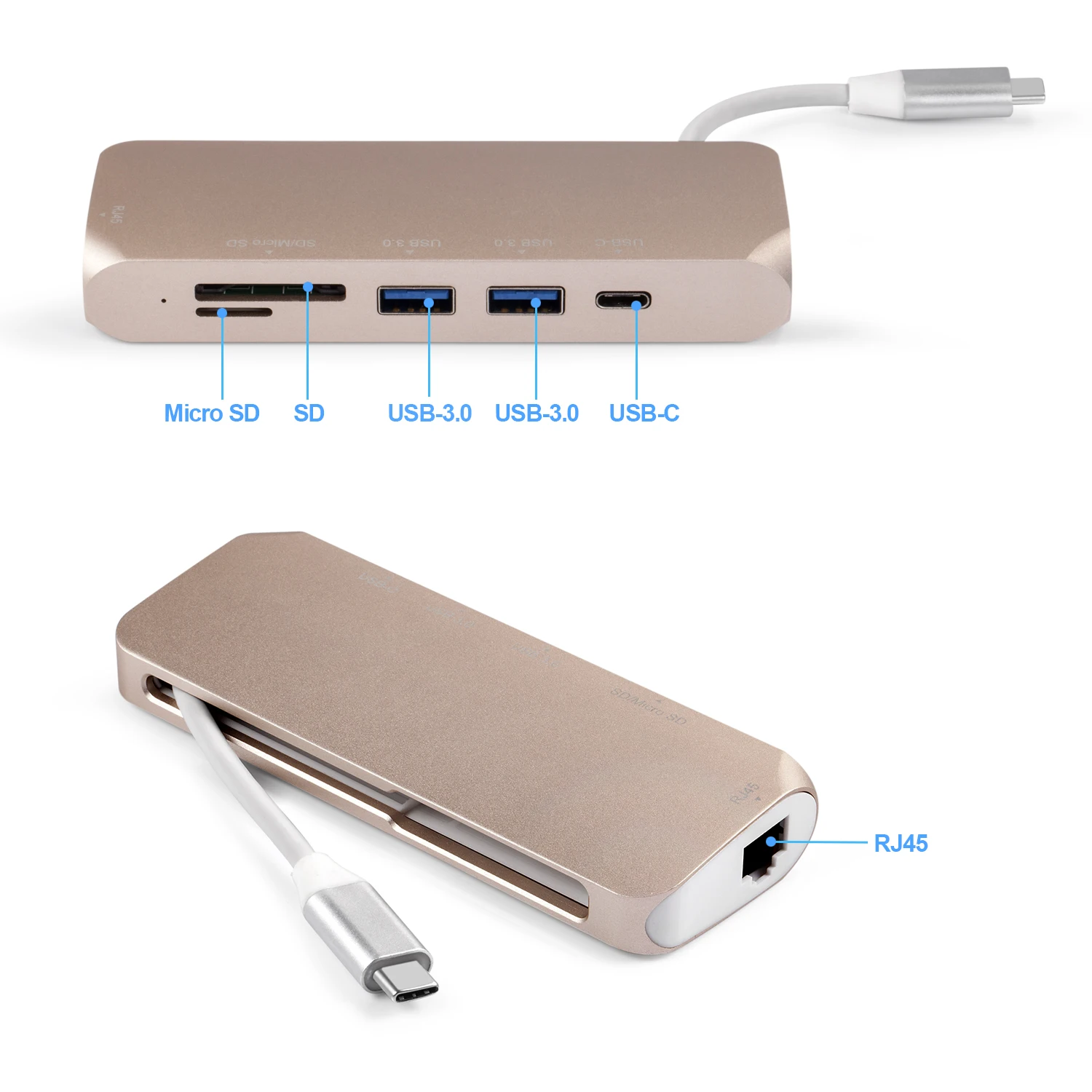 6in1 Usbc Adapter Docking Hub,Type C Thunderbolt 3 To 4k Uhd Hdmi