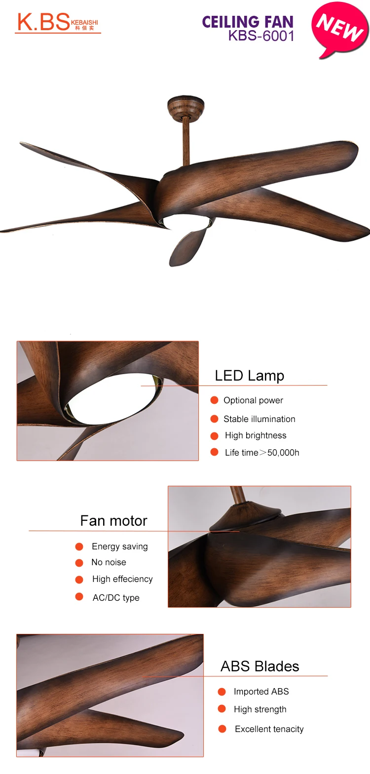 High Quality Big Size Modern Fancy Large Ceiling Fan Wood Led Orient