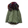 2018 army green real fur collar down parka, high quality fashion plus size S-4XL men&women winter windproof long style fur coat