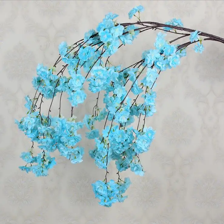Factory Artificial Hanging Silk White Cherry Blossoms Flower Branches