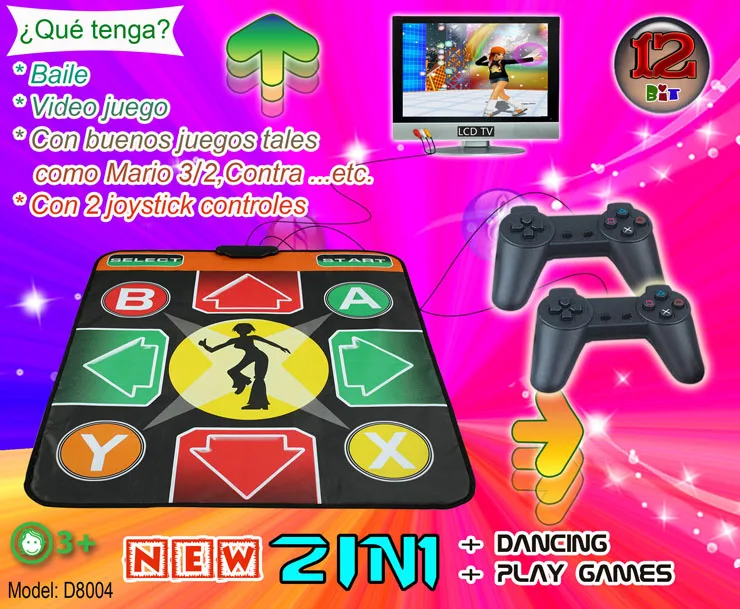 New 12 Bit 2 In 1 Dancing Game Single Dance Mat Tv Game For