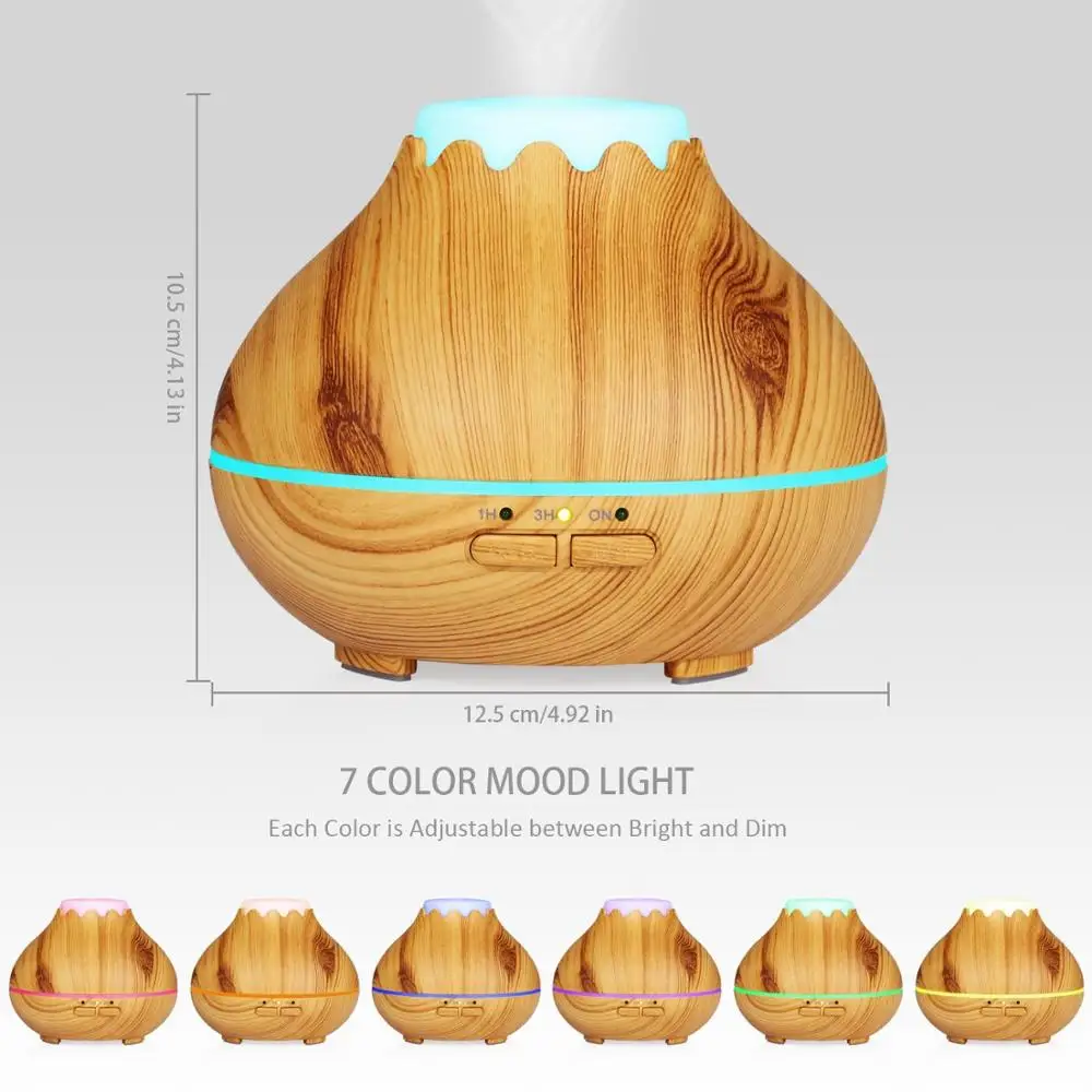Wooden Grain Colorful Led Lights Changing Ultrasonic Danq Aroma