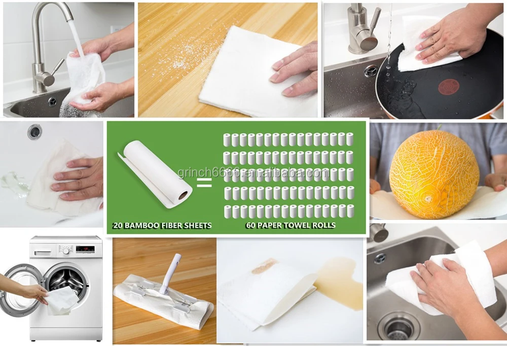 100 Bamboo Reusable Bamboo Paper Towels,Heavy Duty,All