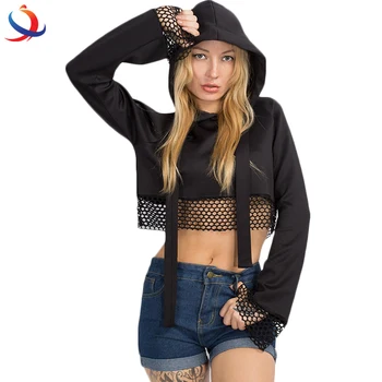 mesh crop hoodie