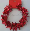 X'mas Gift Wrapping Decoration Red Metallic Holly Leaf Wire Tinsel Garland String