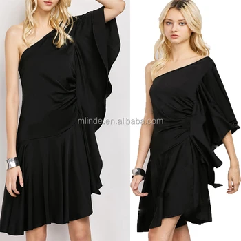 plus size black one shoulder dress