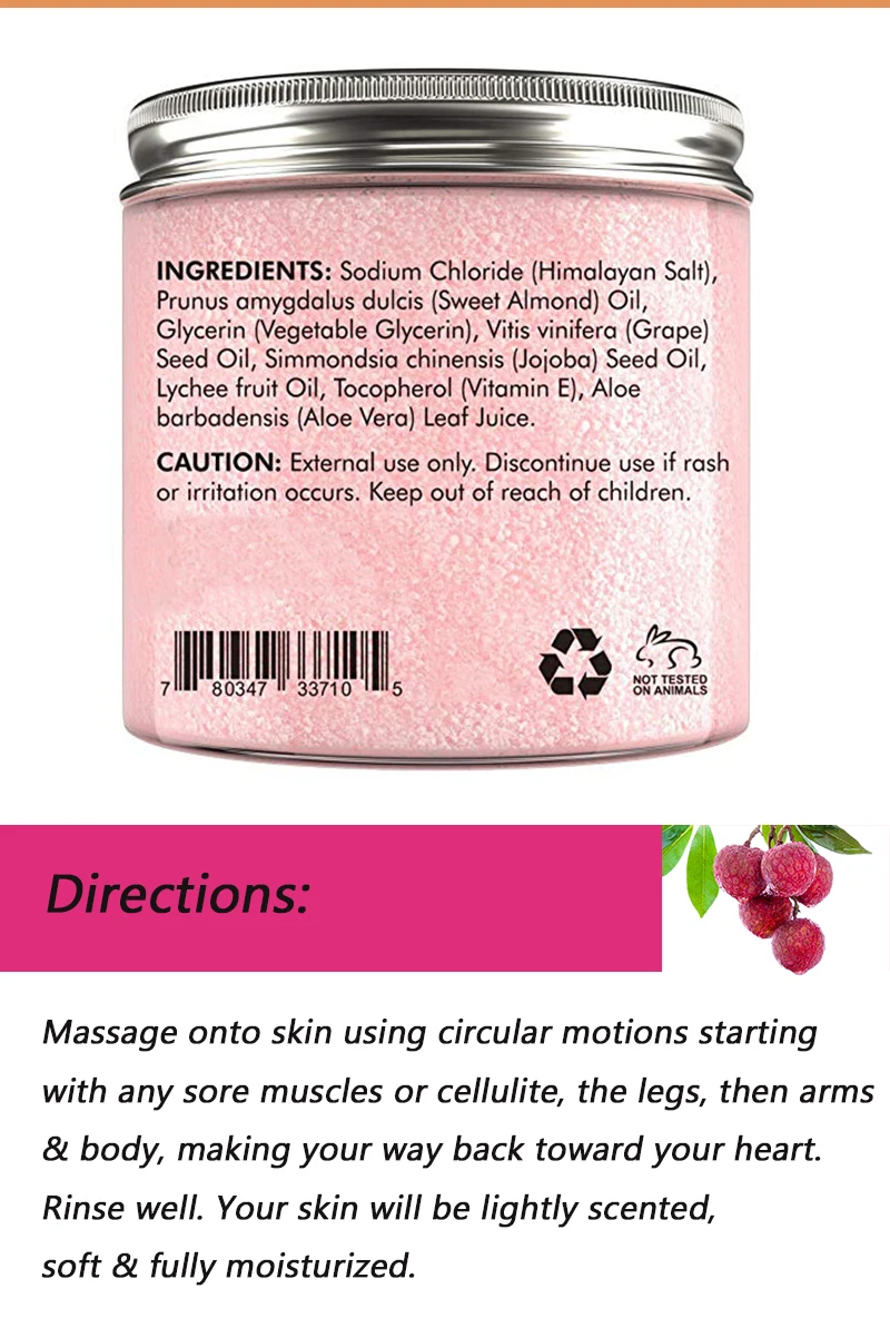 Body Care Naturally Brighten Exfoliate Innovative Formula Pure Pink Himalayan Salt scrub