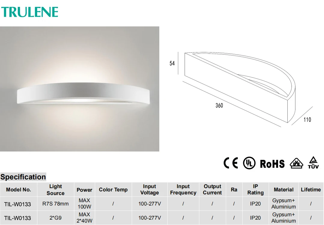 China factory wholesale customized bluetooth modern decorative minimal wall lighting led gypsum lamp