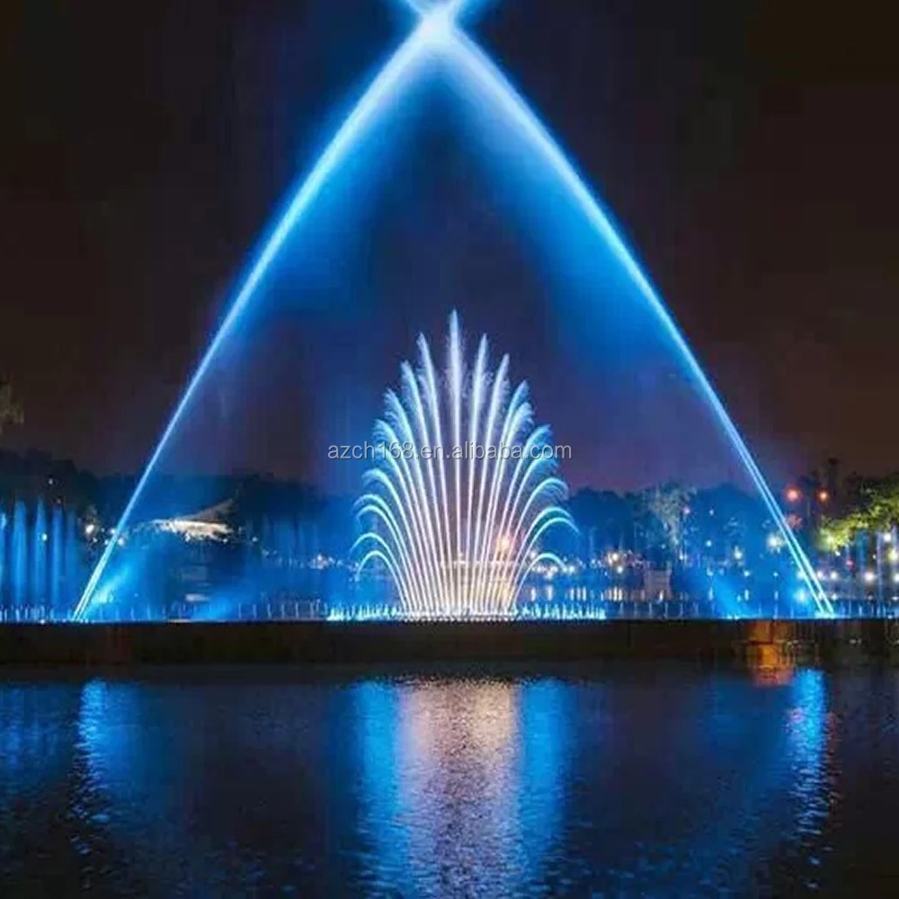 Modern Fountain Garden Dancing Water Fountains With Rainbow And Peacock