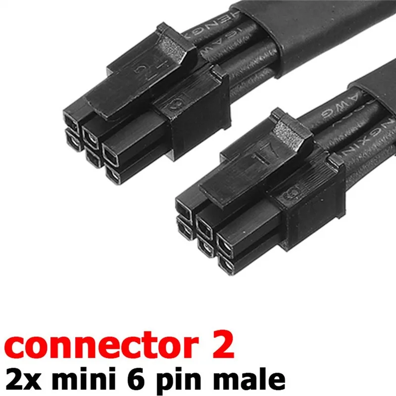 Dual Mini 6 Pin To 8 Pin Pci Express Video Card Power Adapter Braided