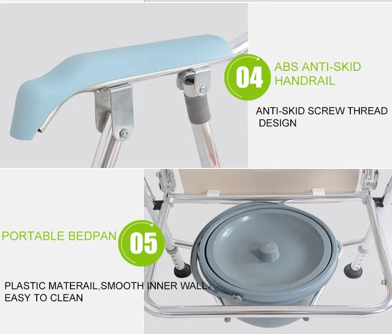 Hospital Folding Plastic Bathroom Toilet Commode Chair For Elderly