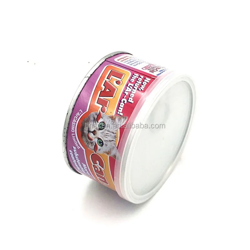 Round Cat Food Tin Can With Easy Open Lid And Plastic Cover Buy Cat Food Tin Can,Round Cat