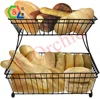 2-Tier Flat-Back Metal Countertop Fruit & Vegetable Rack, Great for Bread, Snacks, Household Items, Kitchen Storage and More