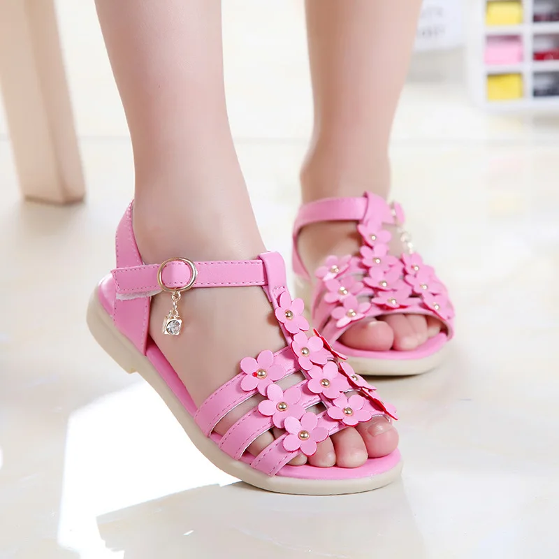 Summer Children Girls Kids Flower Sandals Zapatos para ninos princess shoes S2870