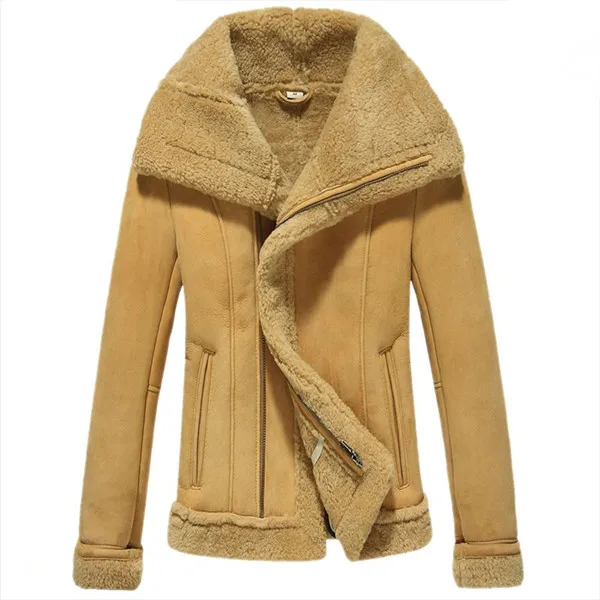 jaqueta forrada com lã de carneiro feminina