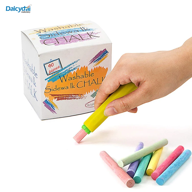 90pcs Bright Color Washable Nontoxic Dustless Sidewalk Chalk With 2