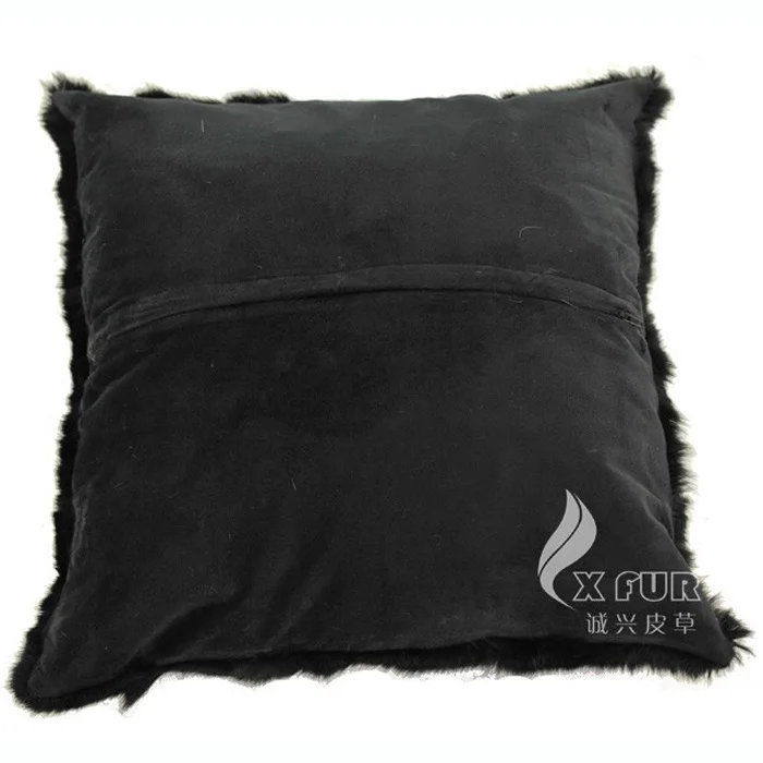 CXD05C 45X45 cm Hakiki Tavşan Kürk Siyah Sandalye Minderi Koltuk