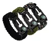 Men's Survival Bracelet Camping Outdoor Rescue Parachute Cord Wristband Flint Fire Starter Buckle Whistle Compass Kits