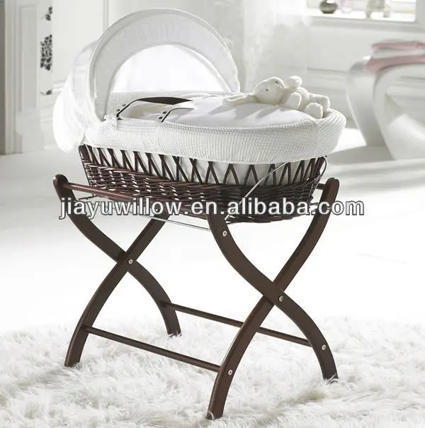 Beautiful Willow Wicker Baby Hold Basket With Fabric And Stand Buy