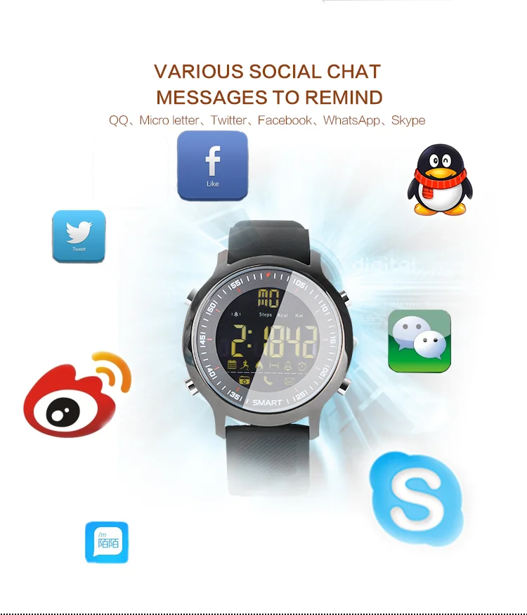 Hot Selling IP67 Smart Watch EX18, With FSTN Full View Anti-Screen Pedometer smartwatch