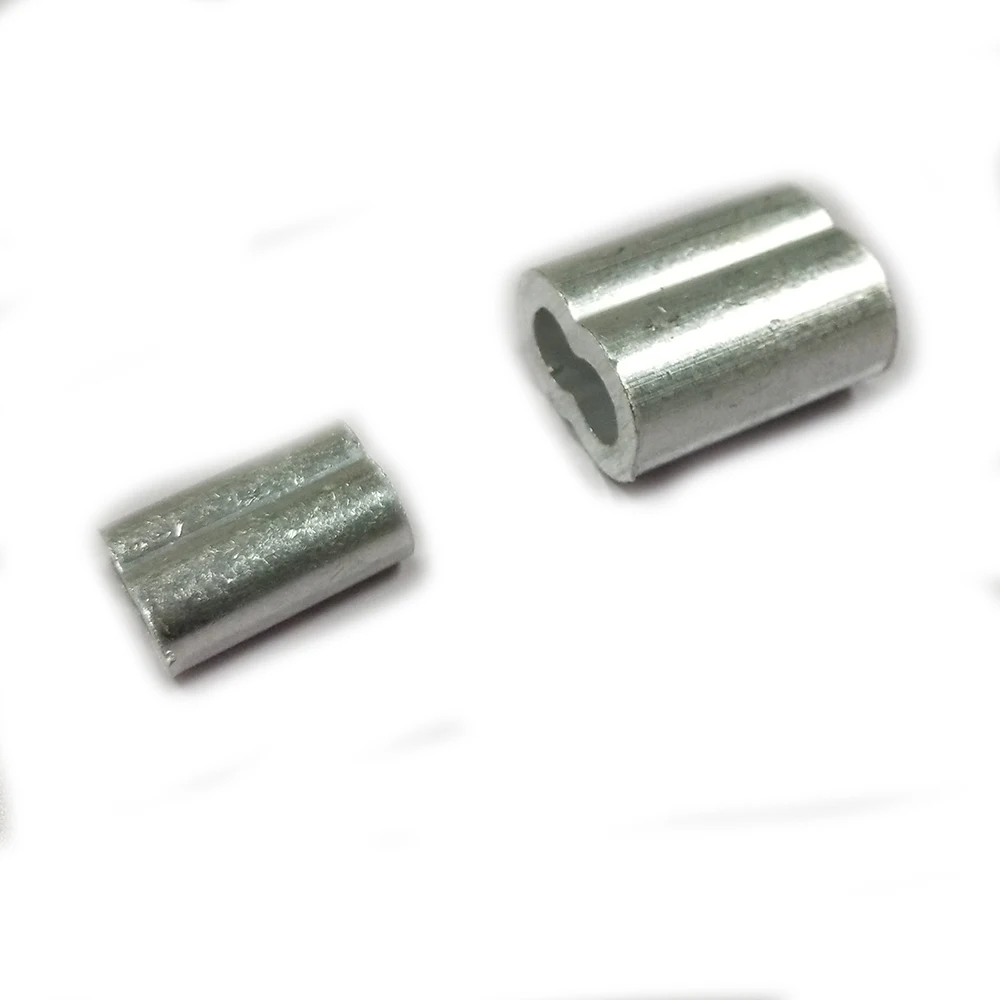 0,8 Mm 1/32 "de acero de cuerda de alambre de aluminio Virolas Mangas Tono Plata 100 un. 