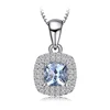 Classic 0.5ct Genuine Cushion Cut Aquamarine Pendant 925 Sterling Silver From JewelryPalace