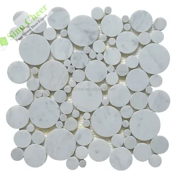 Bianco Carrara Marble And Small Penny Round Mosaic Tile Bianco Carrara Marble And Small