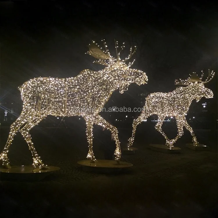 Custom Decor Lighting Christmas Reindeer Santa Sleigh Light Up,Outdoor