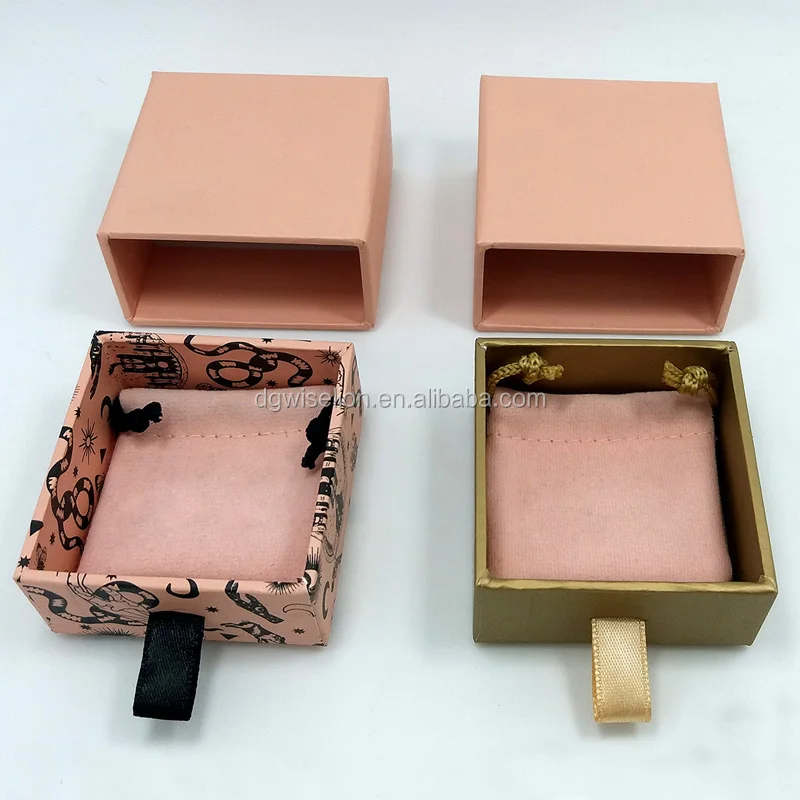 Custom Matchbox Style Drawer Jewelry Box with Velvet Pouch for Elegant ...