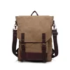 Fashion new distressed leather canvas laptop leather outdoors backpacks for men