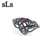 Flower ruby gemstone rings with black gold plated 925 silver jewellery accessory