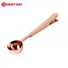 Promotive Copper Brass Metal Coffee Bag Clip with Scoop