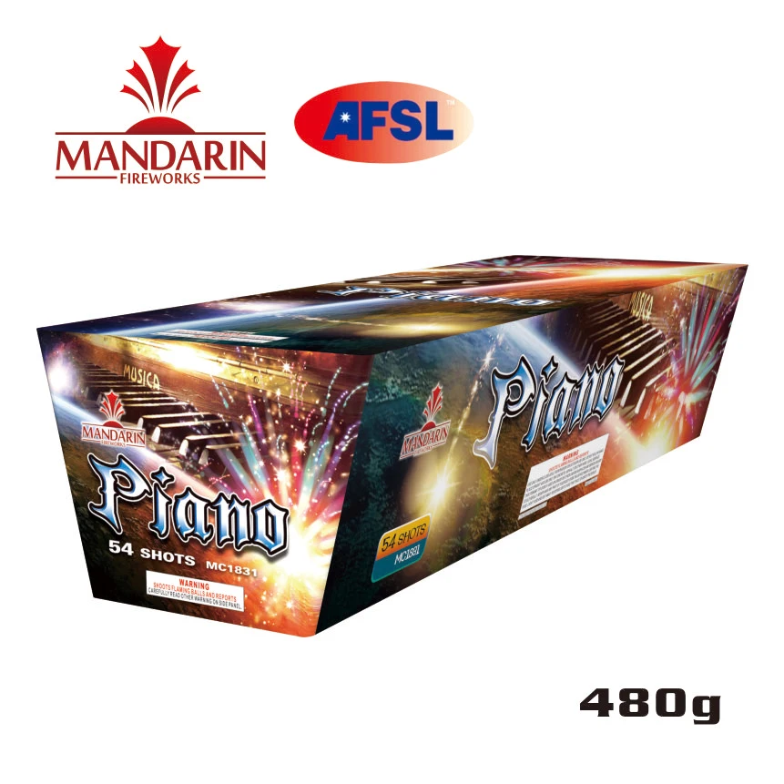 High Quality World Class Fireworks 54 Shots Mixed Size Fan Cake