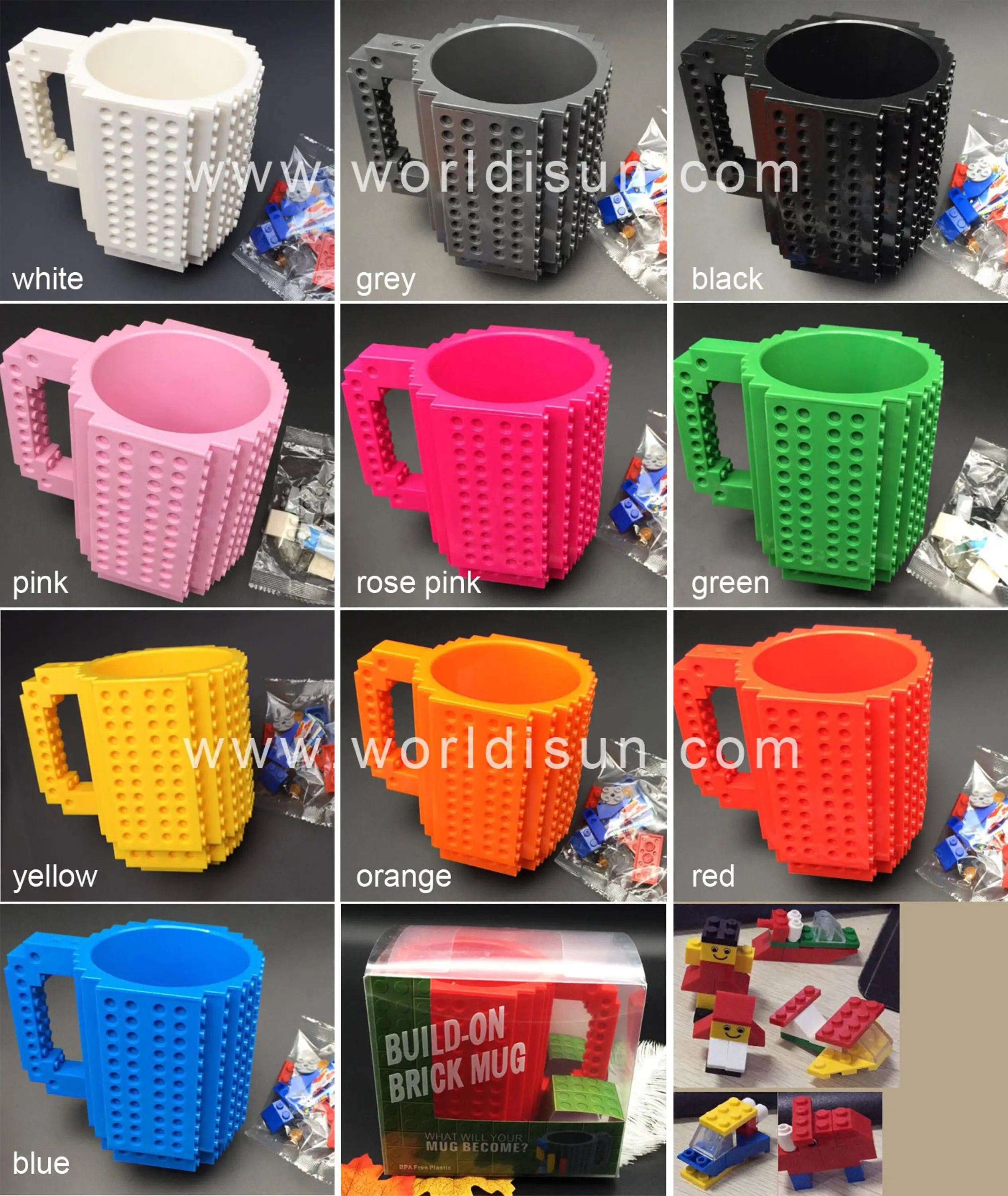 Building brick mug inc 20 bricks PINK