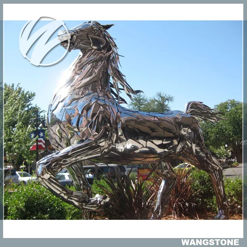 Stainless Steel Mirror Polished Large Outdoor Horse Sculpture