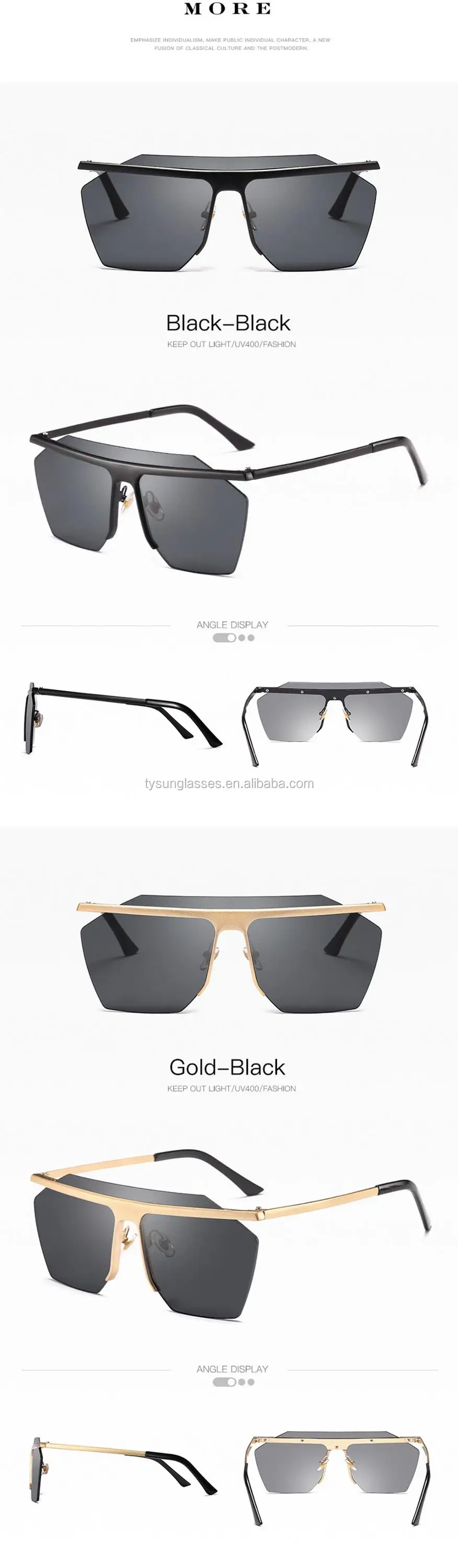 Polygon Irregular Geometric Sunglasses Men Oversize Style Copper Frame ...