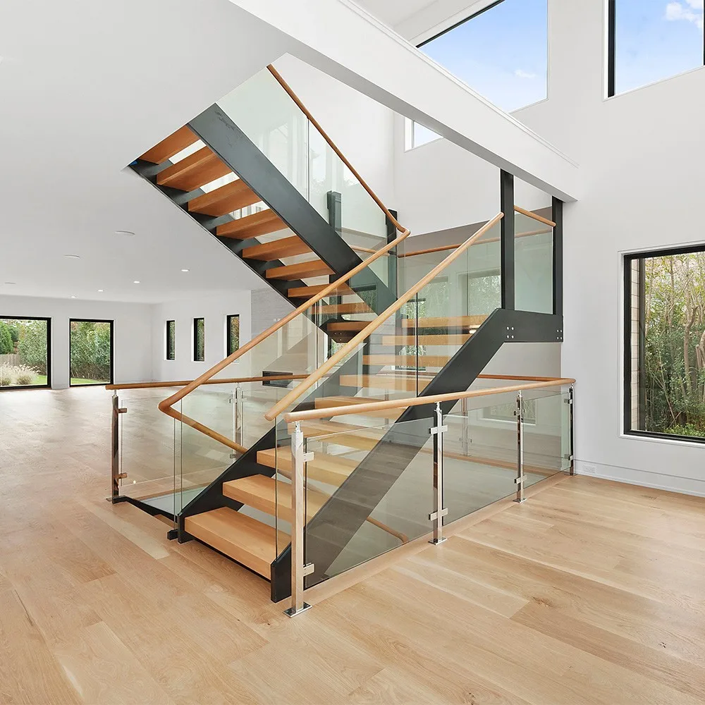 Staircase Steel Square Baluster Glass Railing Metal Balustrade Designs