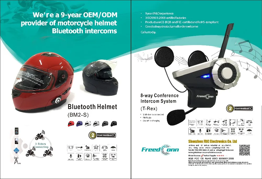 BT 1500M Motorcycle Bluetooth Intercom Helmet Headset Video Recorder Interphone 